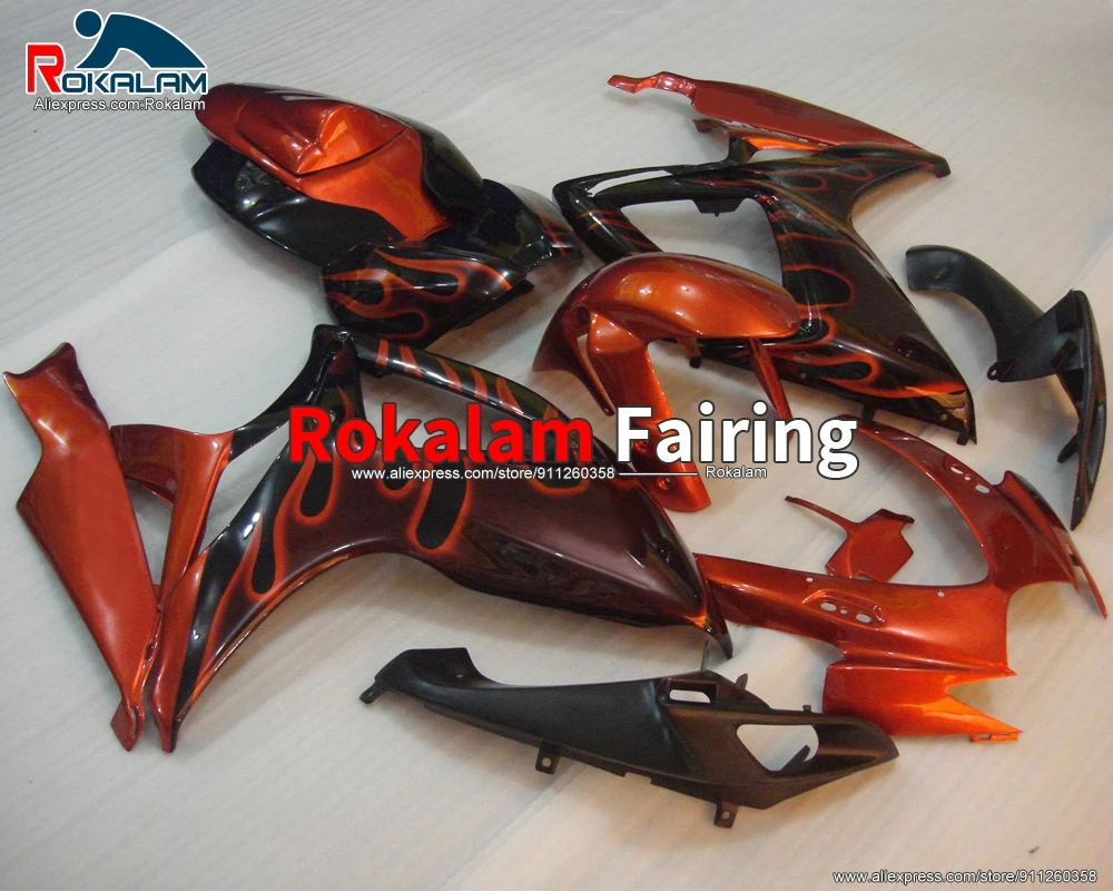 

Bodyworks For Suzuki GSXR600 GSXR750 K6 2006 2007 GSX-R600 GSX-R750 06 07 Orange Black Motorbike Fairing Kit (Injection Molding)