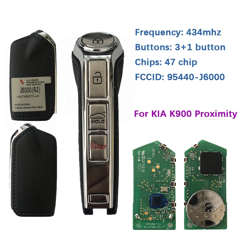 

CN051099 Original 4 Button Proximity Smart Key 47 Chip 433mhz FCC TQ8-FOB-4F17 Part Number 95440-J6000 For KIA K900