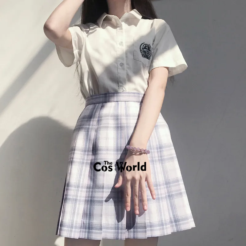 [Star Sand] Girl's Summer High Waist Pleated Skirts Plaid Skirts Women Dress For JK School Uniform Students Cloths