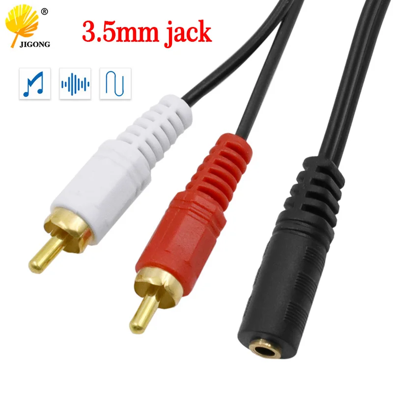 Universal 3.5mm Stereo Audio Female Jack to 2 RCA Male Socket to Headphone 3.5 Y Adapter Cable