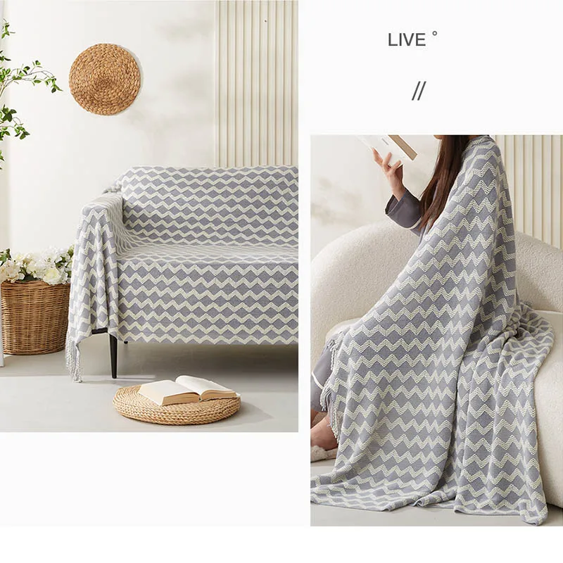 Simple Weave Pattern Sofa Blanket Leisure Women Cape Blanket Wall Decor Tapestry Soft Warm Chair Blanket Autumn Bedspread