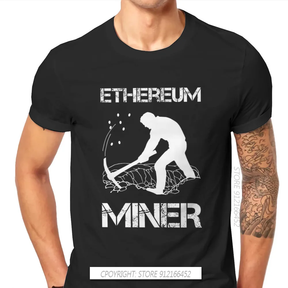 Crypto Cryptocurrency Ethereum Miner Holder T Shirt Vintage Punk Summer Plus Size Pure Cotton Men's Clothes O-Neck TShirt