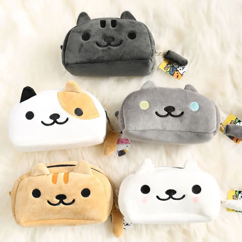 Cute Cat Large Capacity Office Supplies Handbook Bag Pen Bag Makeup Organizer Cosmetic Cases Storage Case