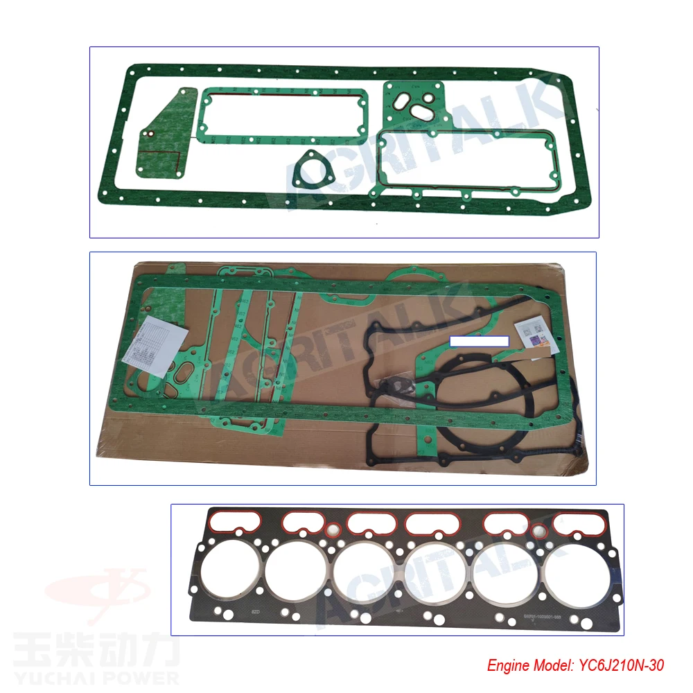 Set of gaskets kit with head gasket for Yuchai YC6J210N-30, check with us engine nameplate, part number: J2000-9000110