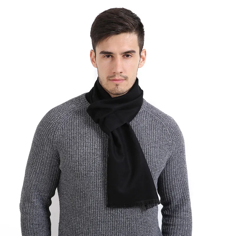 Autumn Winter Warm Soft Men\'s Scarf Fashion Simple Solid Cashmere Scarves High Quality Men Gray Black Red Neckcherif Scarf Wraps