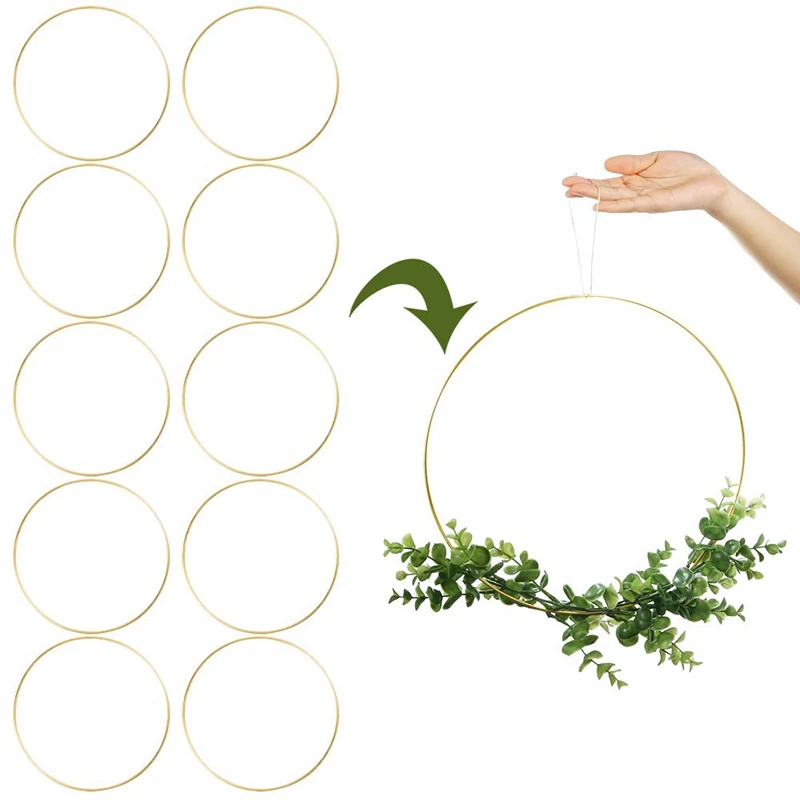 10 قطعة 30 سنتيمتر معدنية كبيرة الطوق الطوق شرابة الذهب الحرفية حلقة DIY الزفاف إكليل الديكور ، حلم مطاردة و الجدار شنقا Cr