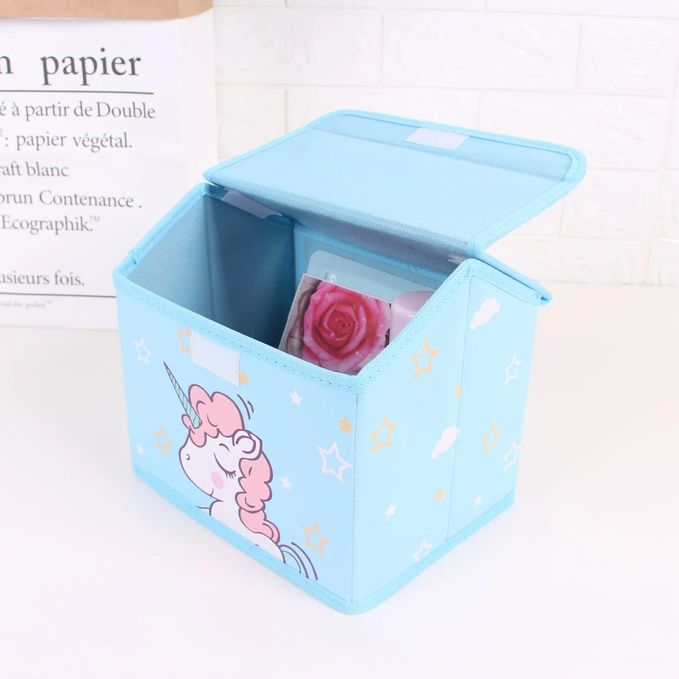 Cartoon Unicorn Home Foldable Storage Box Moving Organizing Box  Clothing Cosmetics Toys Sundries Desk Organizer Storage Boxes