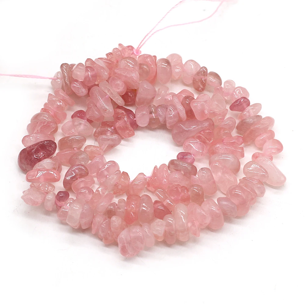 Natural Gem Irregular Rose Quartzs Chip Stone Beads Gravel Crystal Loose Beads for DIY Bracelet Necklace Jewelry Making 15''