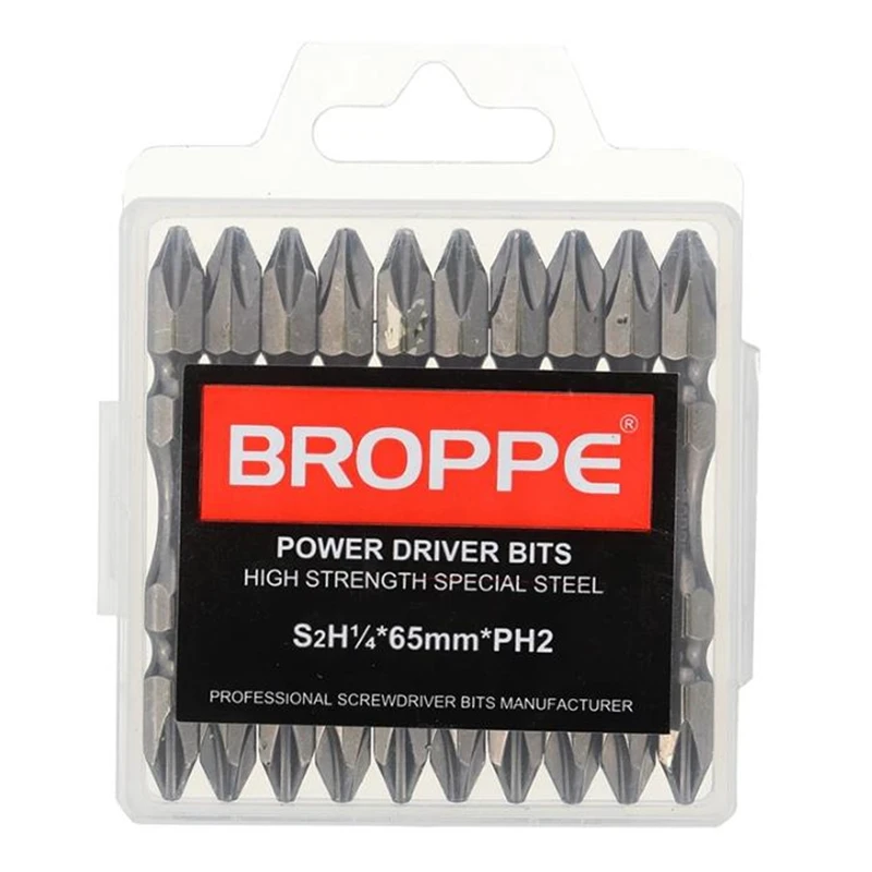 BROPPE 10 + 1 65Mm PH2 S2 Hợp Kim Thép Từ Tính 2 Đầu 1/4 "Vít Điện Vít Bộ với Từ Trường Mạnh Nhẫn