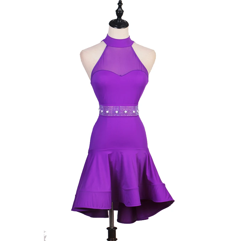 latin dress competition dresses junior kids women samba beads tango latin dance dress purple lq184