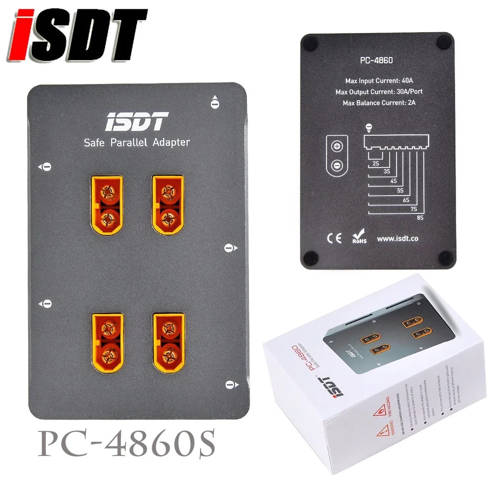 

ISDT PC-4860 1-8S Safe Parallel Board With XT60 Connectors CNC Cover Charging Board For Rc Lipo Car Truck Airplane Drones Toys