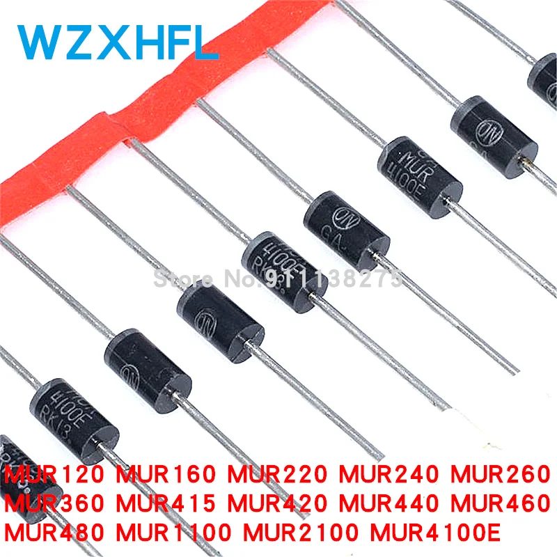 20pcs MUR120 MUR160 MUR220 MUR240 MUR260 MUR360 MUR415 MUR420 MUR440 MUR460 MUR480 MUR1100 MUR2100 MUR4100E Fast recovery diode