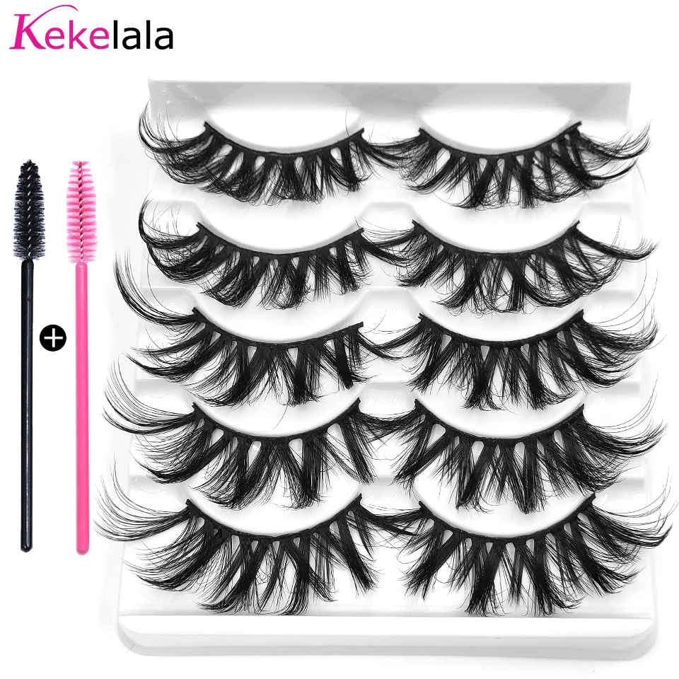 5คู่3D Mink Lashes ขนตาปลอมธรรมชาติหนาแน่นปริมาณปลอมขนตายาวขนตา Faux Mink Eyelashes สำหรับความงาม