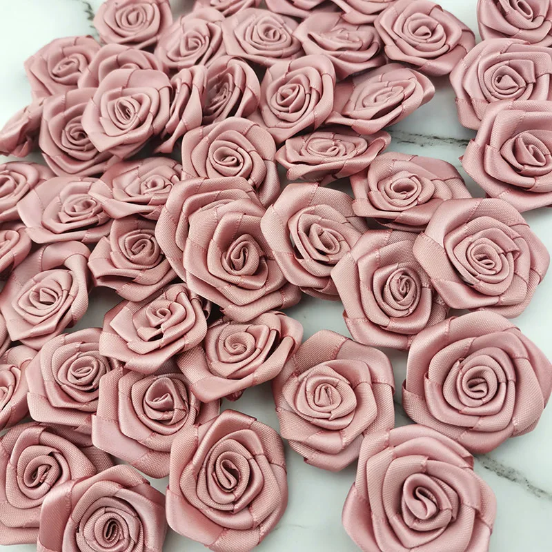 (30Pcs/pack) Mini High Quality Satin Rosette For Home Wedding Party Clothing Decoration Scrapbooking DIY Ribbon Crafts Supplies