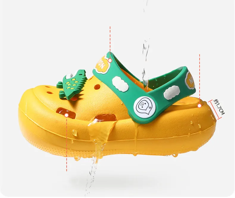 Baby Kids Sandals Slippers For Boys Girls Indoor EVA Soft Sole Cartoon Animals Children Toddler Hole Beach Garden Summer Shoes