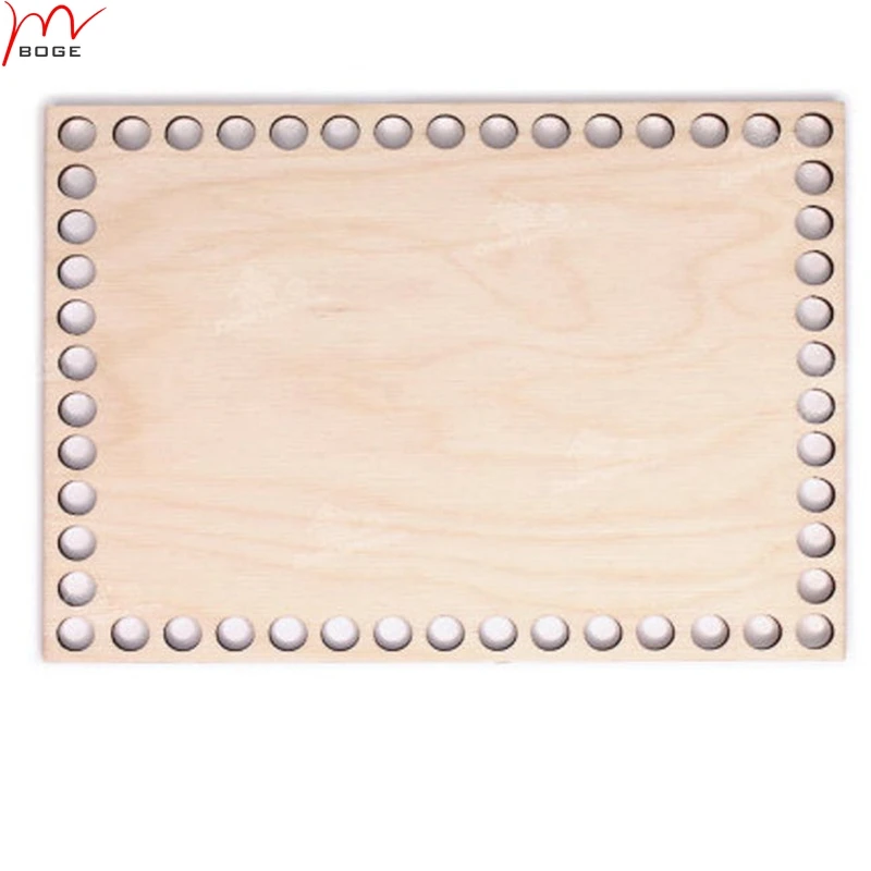 10 pieces  Wood base for crochet basket rectangle cut wood shape with holes 15*25cm