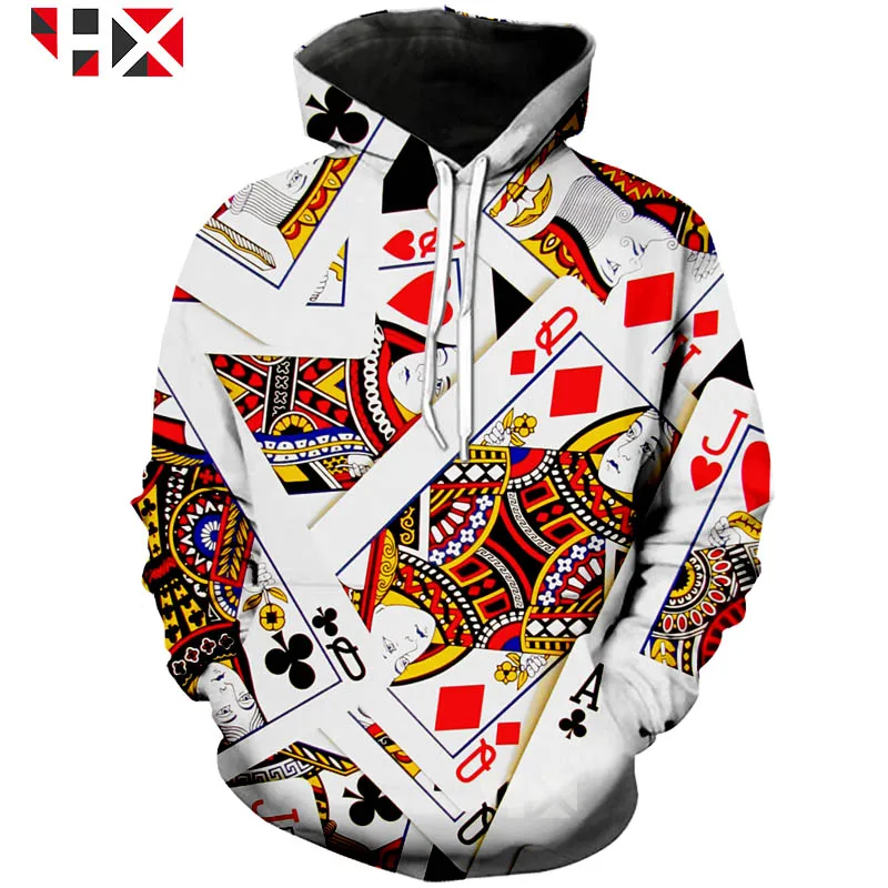 2021  Gambling Las Vegas Poker Playing Cards 3D Print Hoodie Sweatshirt Unisex Harajuku Style Cool Street Tops HX140