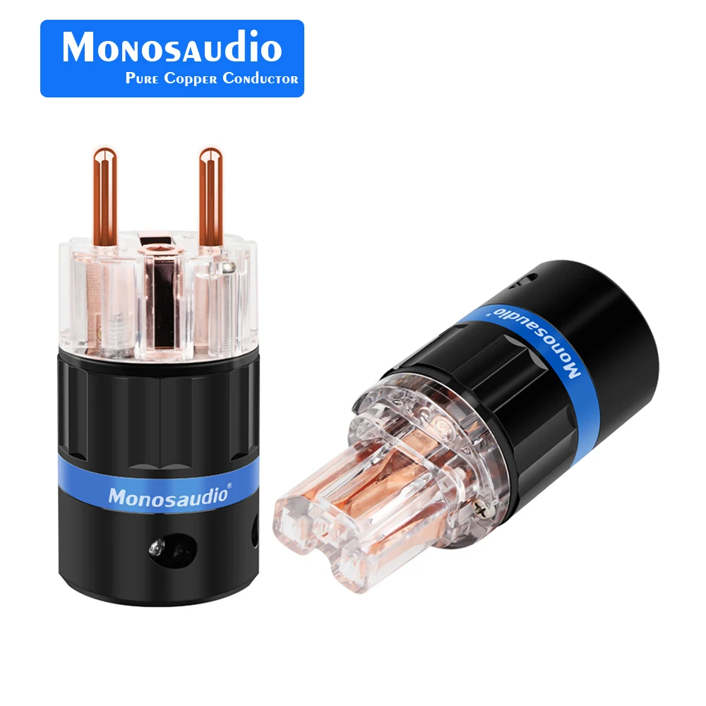 Monosaudio E105/F105 99.998% Pure Copper Shuko Power Connector Germnay European Power connector Audio Schuko Plug Pure Copper