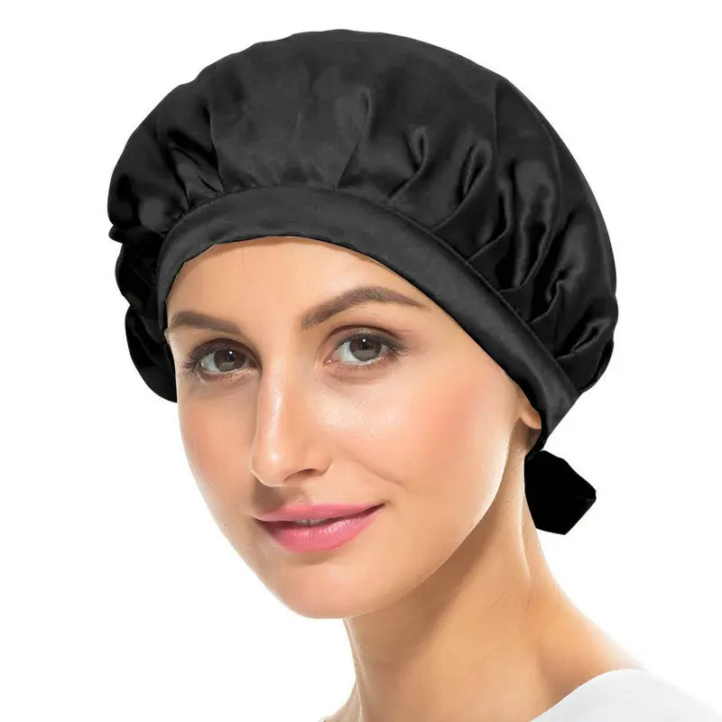 Hot Selling Woman Natural Silk Sleeping Cap Lightweight Breathable Help Sleeping Adult Night Protection Hair Adjustable Cap