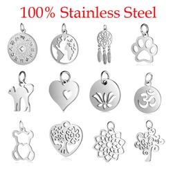 10pcs/lot 316 Stainless Steel Double heart Charm Wholesale Sun Om Connector Yoga Lotus Heart  DIY Charms for Jewelry Making