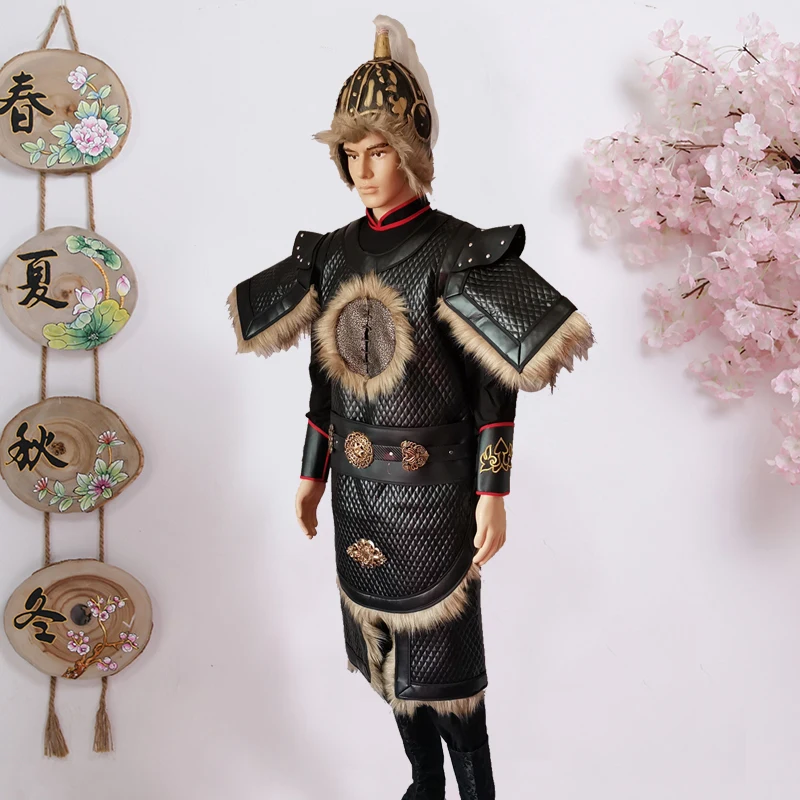 Dinastia Yuan Mongolo Genghi Khan armatura performance Costume Medievale Età Hun Hu generali e soldati Armatura casco Khan