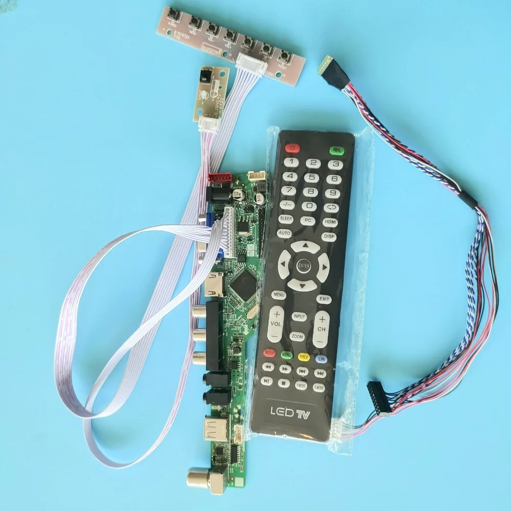 Kit controlador remoto vga para tv, placa controladora led lvds 1440x900 v6 40pin 15.4 polegadas com usb