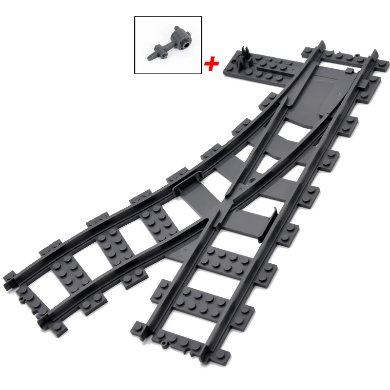 City Trains Flexible Tracks Forked Straight Curved Soft Rails Track Switch Building Block Bricks Kids DIY High-tech Train Toys