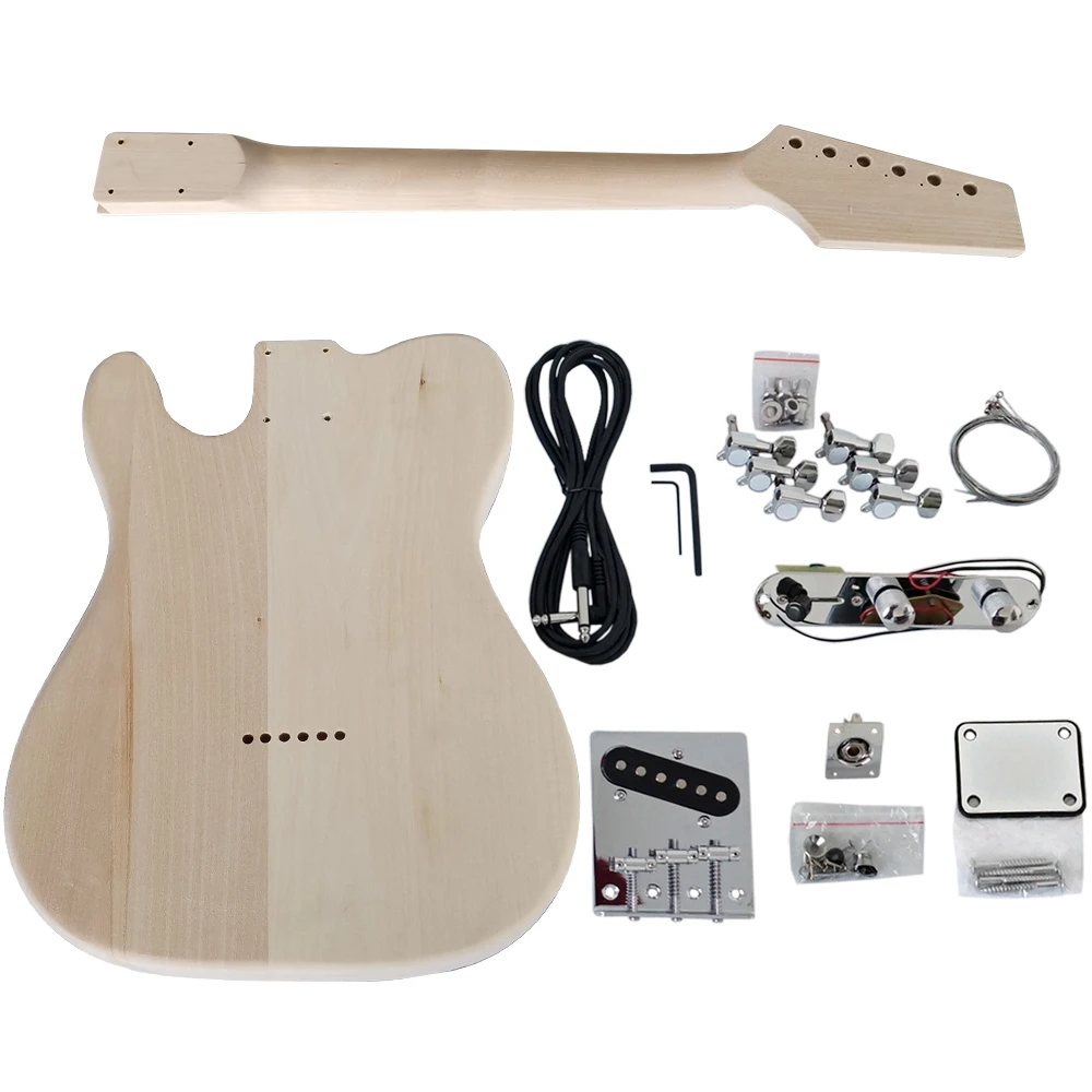 Aiersi-DIY Full Set of ST TL Electric Guitar Kit, Basswood Body, Unfinished Neck, All Hardware