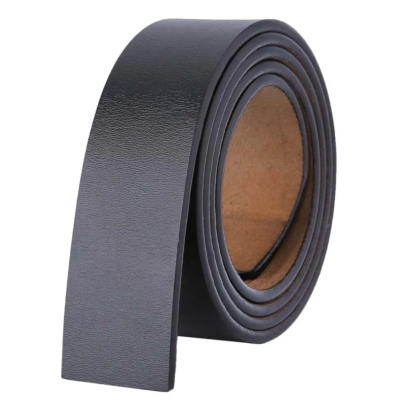 110 - 140 150 160cm Belts No Buckle 3.5cm Width 100% Real Genuine Leather Belt Body Men Plus Size Belt Cowboy Strap Brown black