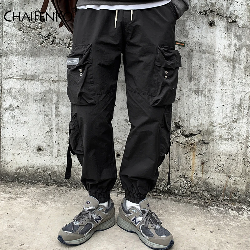 

Men's Joggers Cargo Pants Fashion Ribbons Pocket Harem Trousers Sweatpants Men 2021 New Hip Hop Streetwear Harajuku Casual Pants