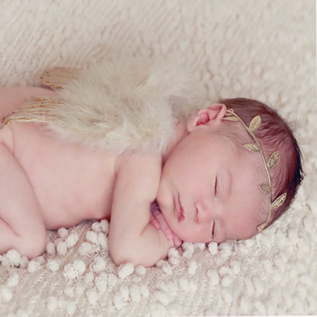 Newborn Photography Props White Angel Wing Baby Photos Props Feather Wing Girls Hair Kids Baby Photography Hair Accessories