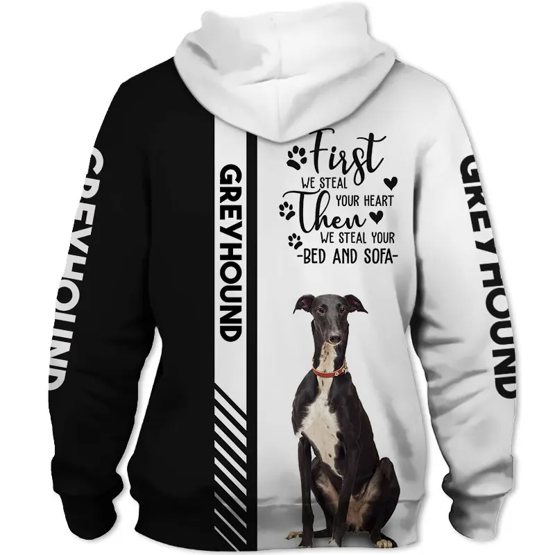 Animal Greyhound Dog 3D stampato Unisex Deluxe felpa con cappuccio uomo/donna felpa Streetwear Zip Pullover giacca Casual tuta