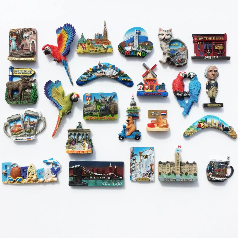 Germany Sweden Italy Belgium Etc. Magnet Tourist Souvenirs Refrigerator Magnetic Stickers Decoration Articles Travel