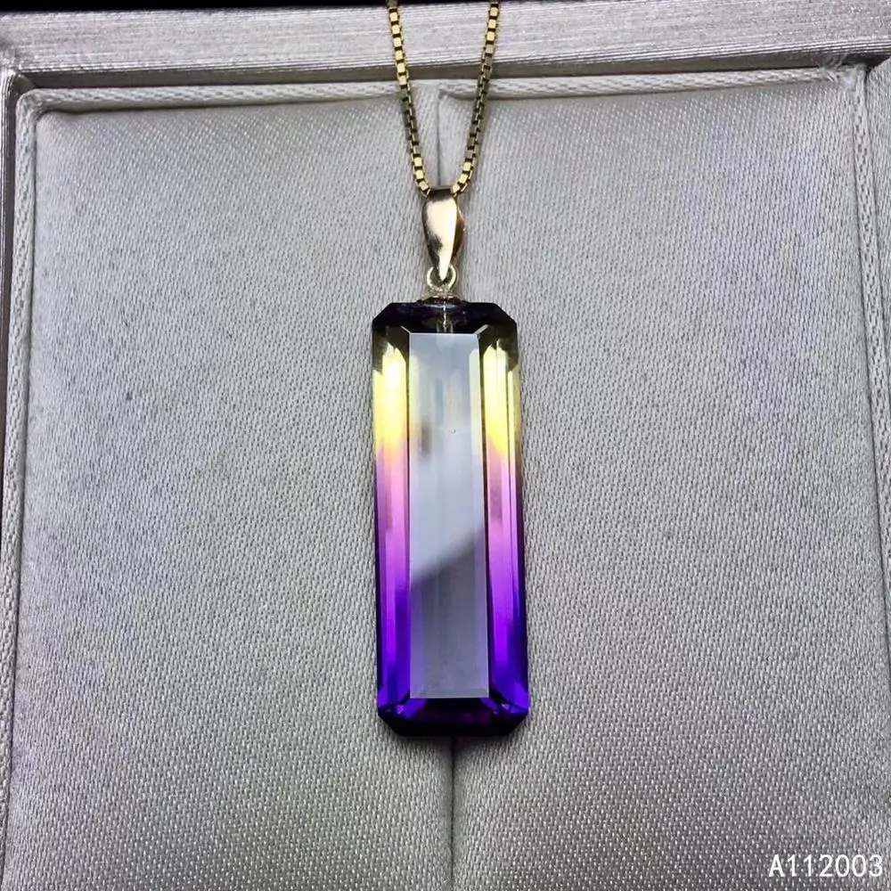 

KJJEAXCMY Fine Jewelry 18K Gold Inlaid Ametrine Female Pendant Necklace Luxury Hot Selling with Box