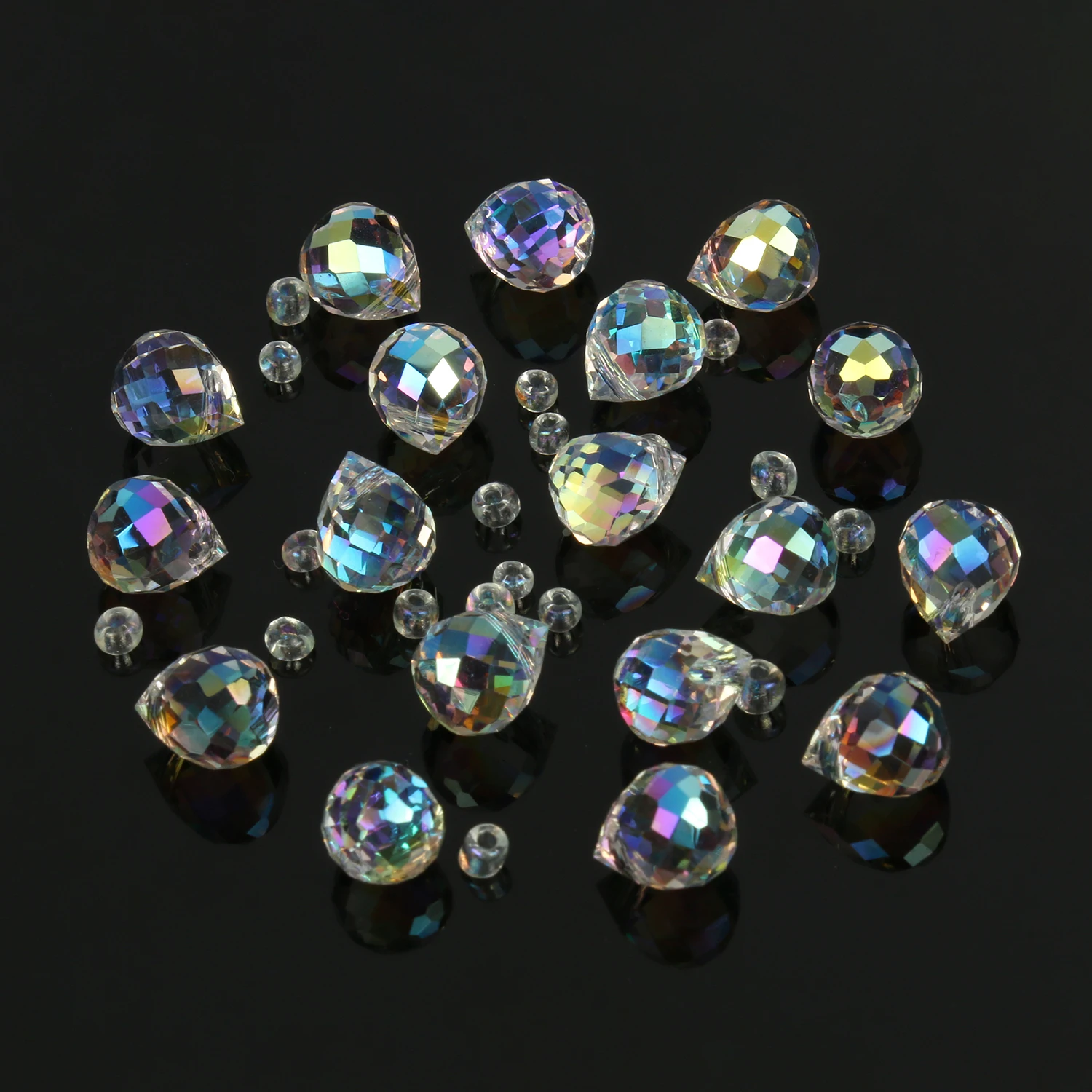 Shiny AB Color Crystal Heart Drop Oval Cross Charms Pendant Glass Loose Spacer Beads for Jewelry DIY Making Necklaces Earrings