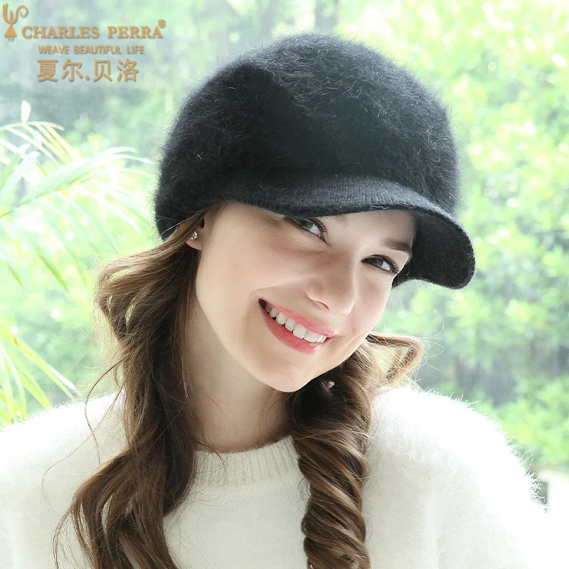 H7780 Women Visor Hat Autumn Winter Warm Short Eave Pure Color Cap Female Girl Outdoor Thickened Casual Shopping All-match Hats