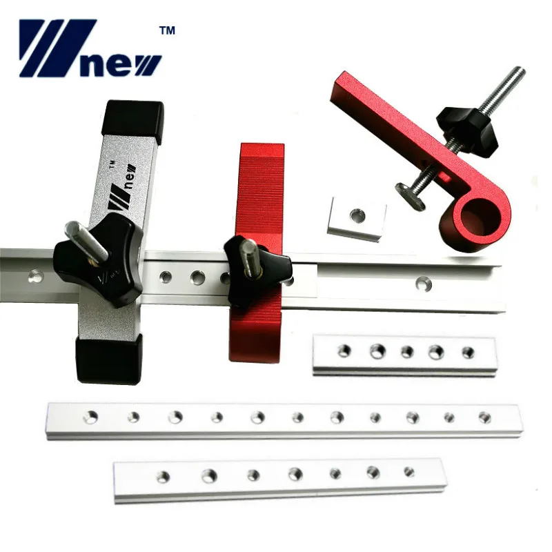 Woodworking Chute Clamping Blocks Platen Miter Track Slider Bar Pressure Plate M8 Screw T Slider Kit Joint Hand Tools Set