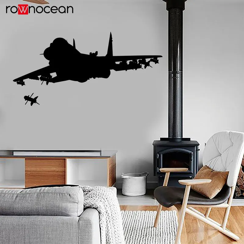 Jet Fighter Firing Missile Military Theme Wall Sticker Vinyl Home Decor Room Interior Design Kids Boys Bedroom Decals Mural 3623