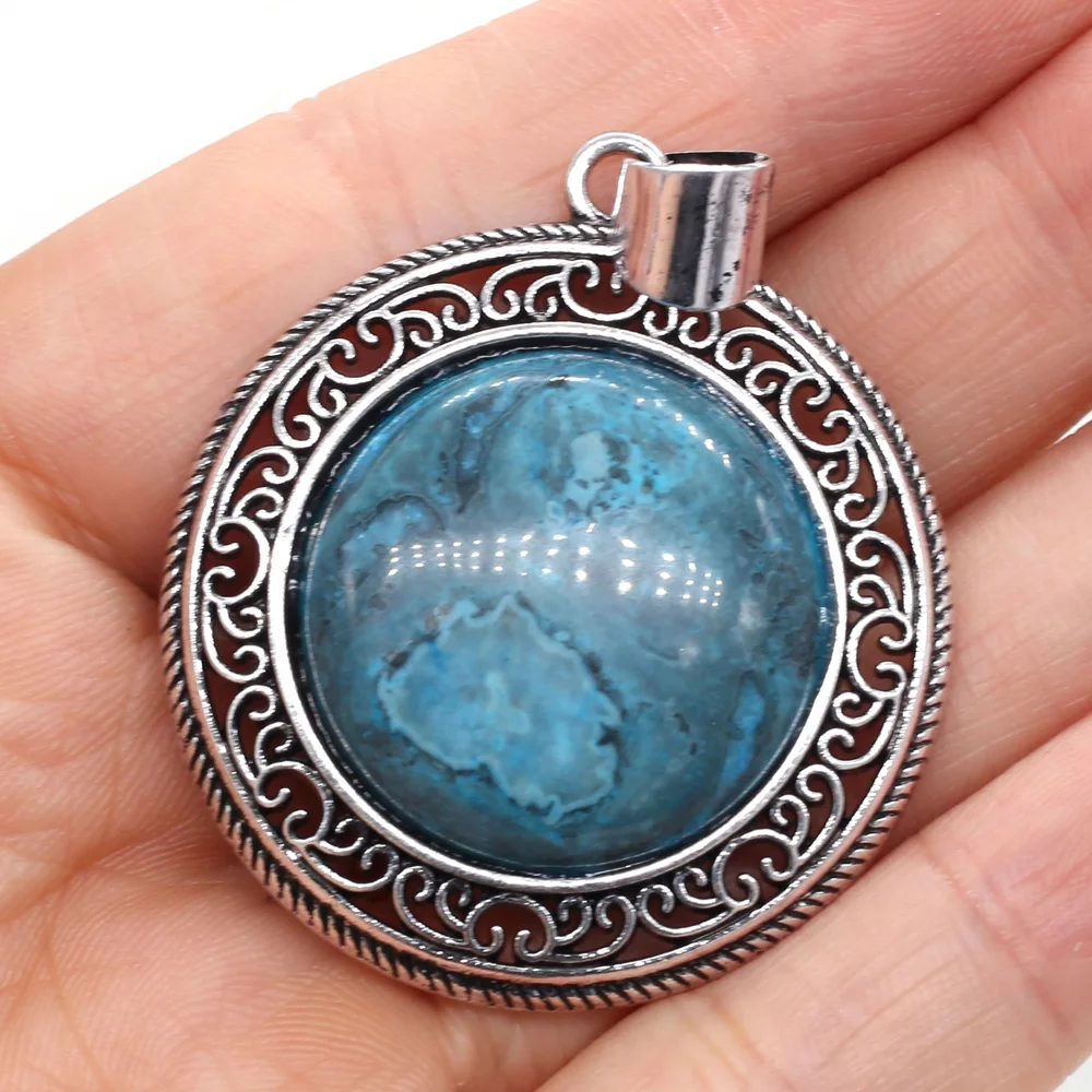 Natural Stone Pendants Lapis Lazuli Malachite Turquoises for Women Necklace Earrings Jewelry Making Accessories