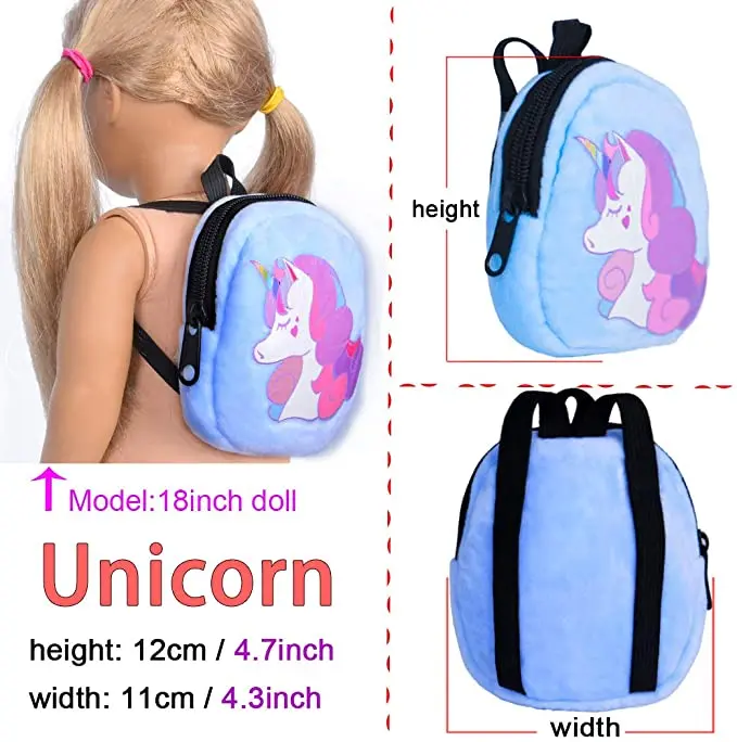 Doll Backpack Bag Unicorn Kitty Pattern Fit 12-18Inch Doll Clothes Accessory for 43cm Baby New Born Doll Cheap Kids Toys Girls G