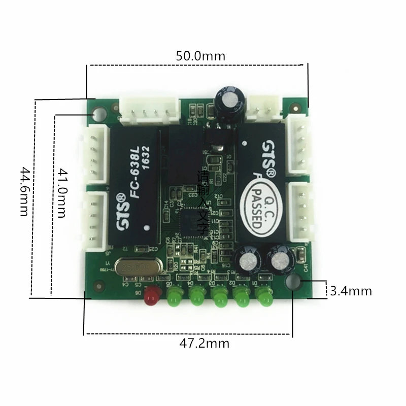 100Mbps Ethernet Switch แผงวงจรสำหรับโมดูล10/100Mbps 5pin บอร์ด PCBA เมนบอร์ด OEM Ethernet Switch 5พอร์ต