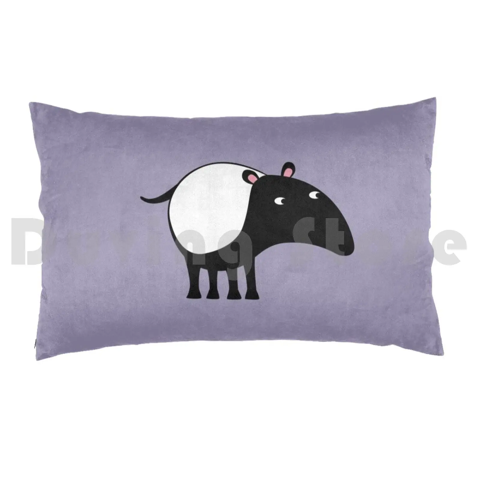 Malayan Tapir Pillow Case Printed 50x75 Animal Endangered Tapir Black And White Cartoon Cute Funny Squirrell