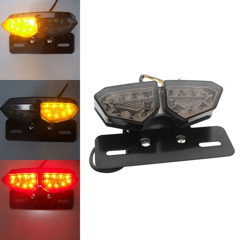 NEW-Motorcycle Taillight Smoke LED Motorcycle Brake Tail Turn Signal License Plate Integrated Light image 6