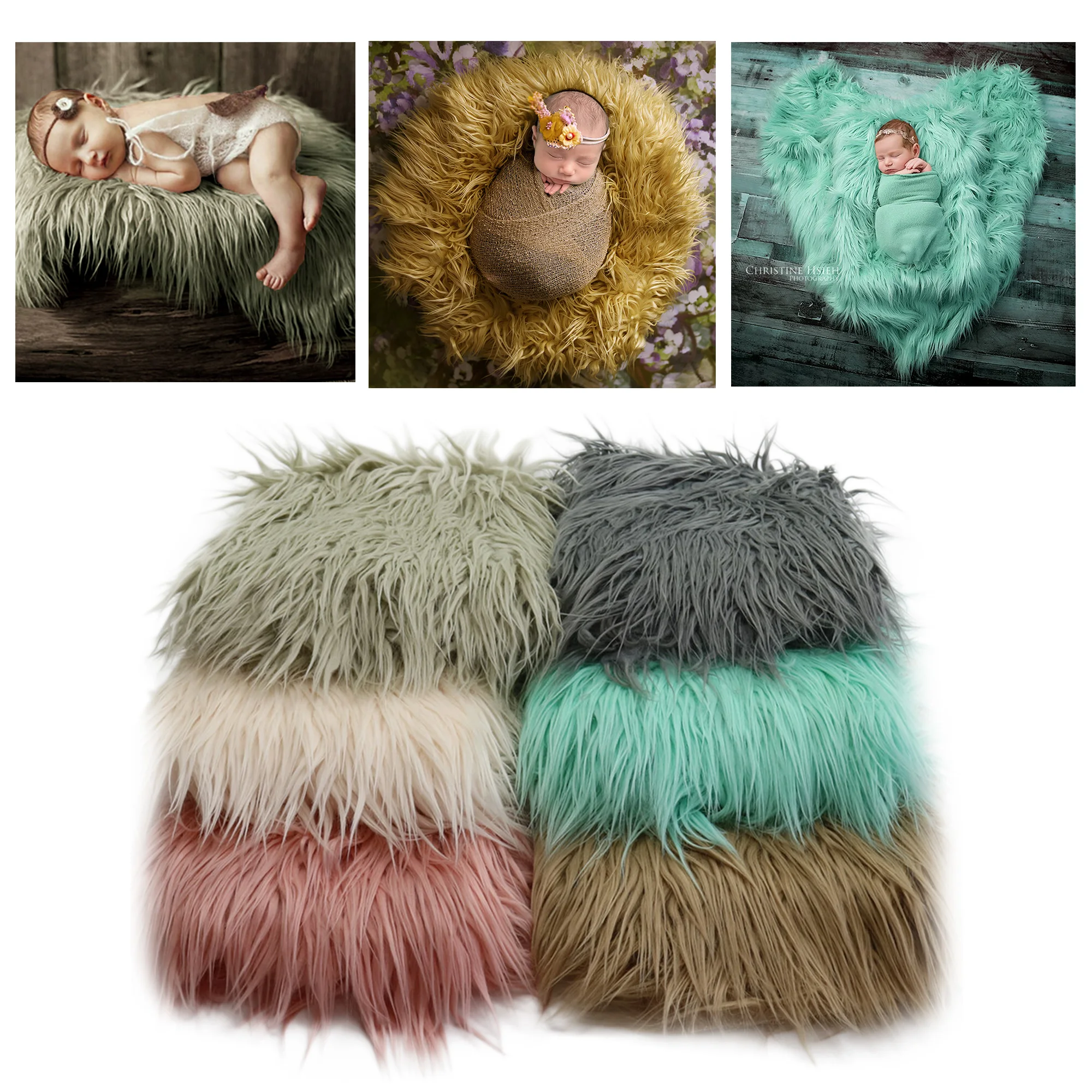 Don & Judy 2023 fondale neonato Faux Fur Flokati tappeto coperta Shoot accessori da Studio per Baby Photography puntelli Basket Stuffer