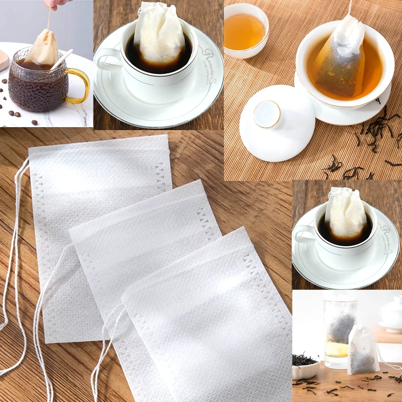 Disposable Teabags 5x7/6x8/7x9cm Empty Teabags Scented Tea Bags Infuser with String Heal Seal Paper Filter for Herb Loose Tea