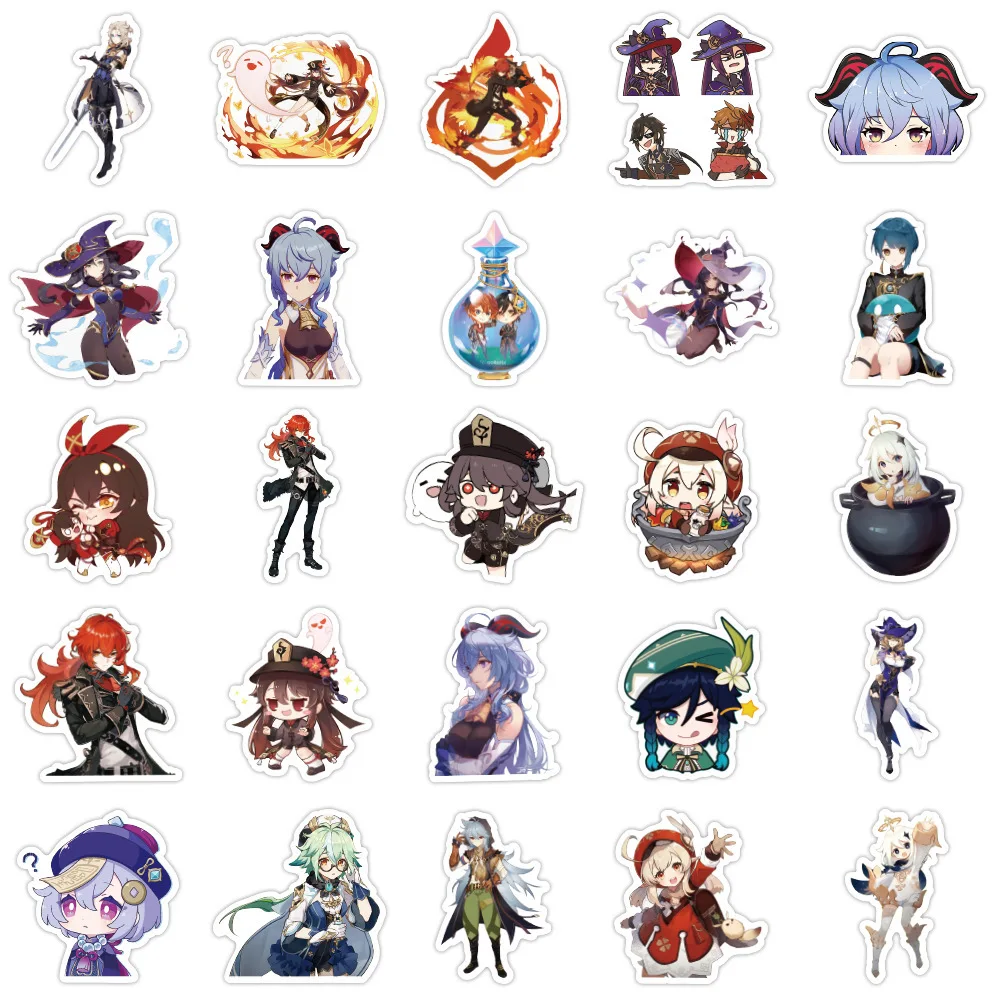 10/30/50PCS Anime Game Genshin Impact Stickers Graffiti Laptop Luggage Skateboard Guitar Morax Eula Klee Sticker Toys Wholesale