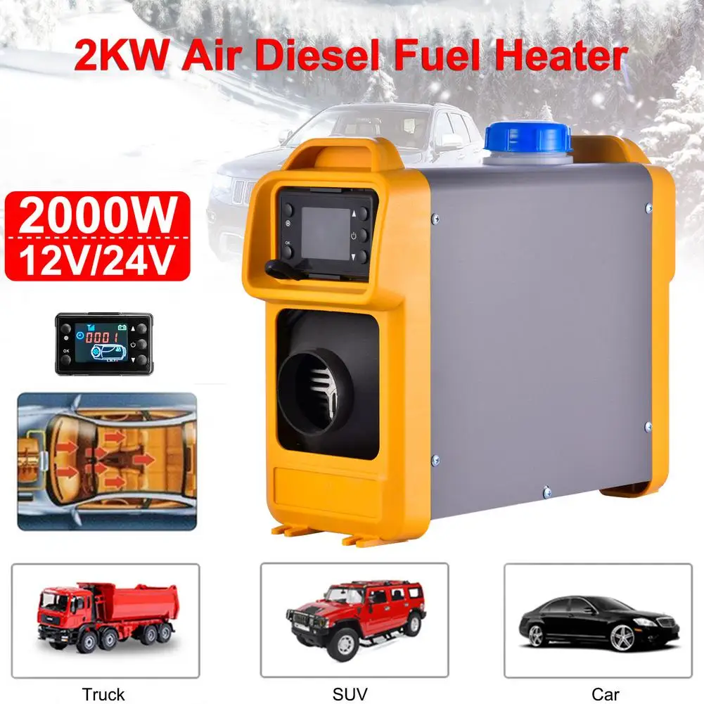 12V/24V 2-8KW Diesels Air Heater With LCD Switch Silencer Remote Control For Car RV Trailer Truck Various Vehicles