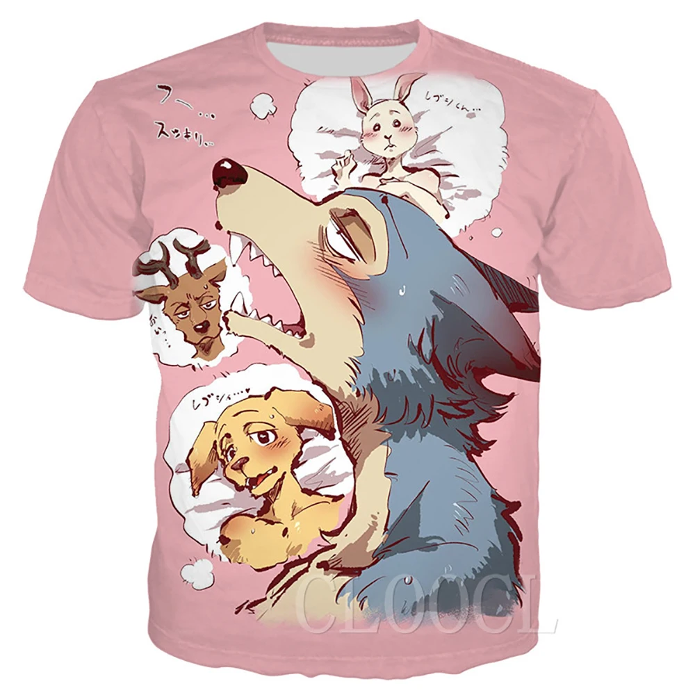 Camisetas de dibujos animados de Anime HX para hombre, ropa de Anime con estampado 3D de Beastar, camisetas de manga corta para mujer, Jersey informal, camisas S-7XL