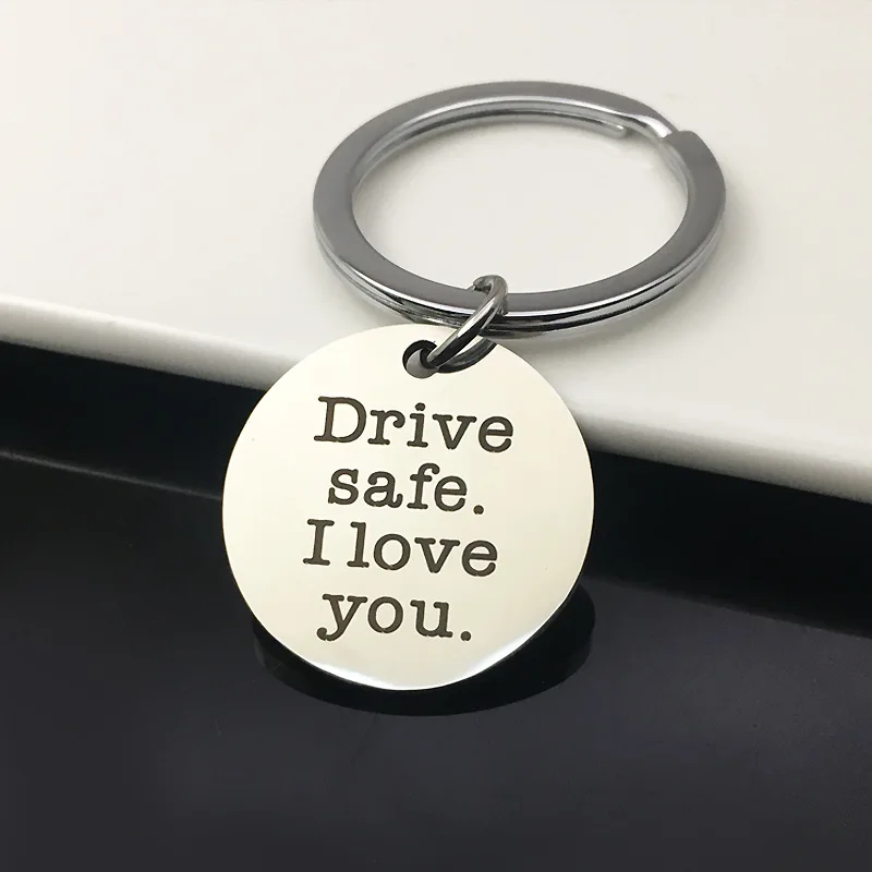 Metal Key Chain Women/Men Drive Safe I Love You Keyring Car Wallet Chains Lovers Letter Keychain Gift For Lovers