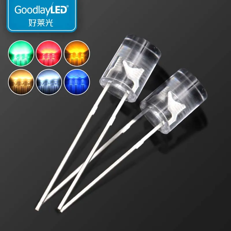 1000PCS 5mm Flat Top Brimless color Short Leg White WARM Red Blue Yellow Green Straight Plug Light-Emitting Diode DIP LED